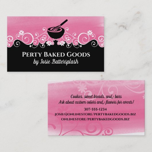 混合ボウルウイスキーベーカリーベーキングパティシエ 名刺 (正面/裏面)