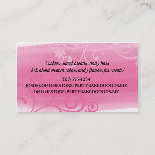 混合ボウルウイスキーベーカリーベーキングパティシエ 名刺 (裏面)