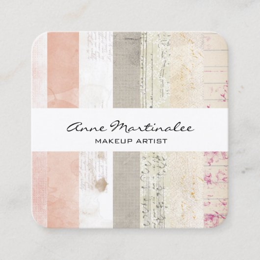 混合メディアのコラージュ スクエア名刺 (正面)
