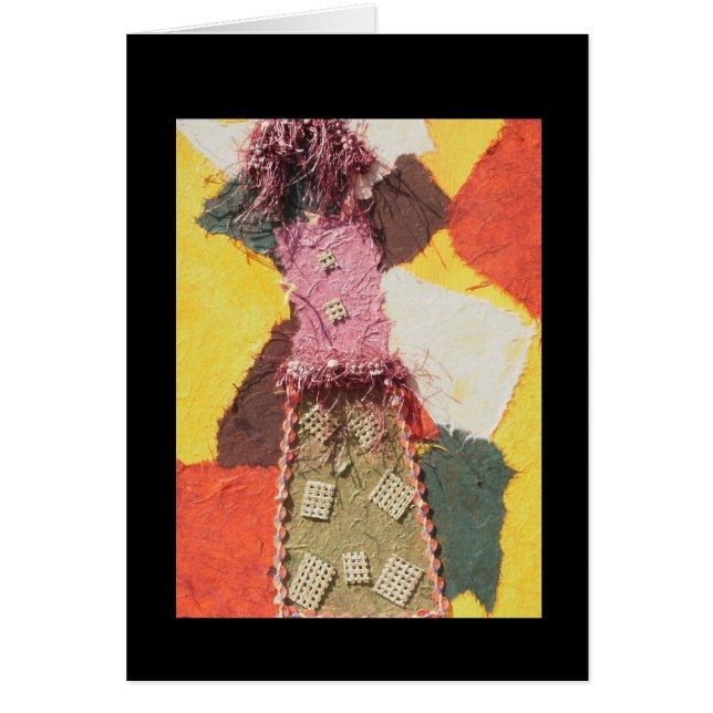 混合メディアの女の子-空白のな混合メディアの芸術カード (正面)