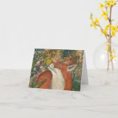 混合メディアの芸術のアカギツネおよびラッパスイセンCeville カード (黄色い花)