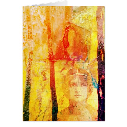 混合メディアコラージュ、内空白の口グリーティングカード (正面)