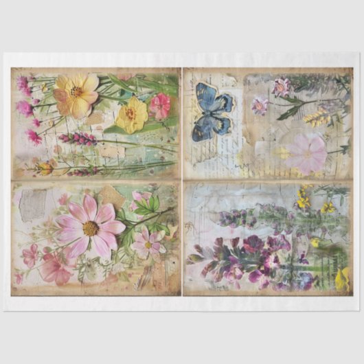 混合メディアスタイルアートジャーナルフローラ背景F 薄葉紙 (正面)