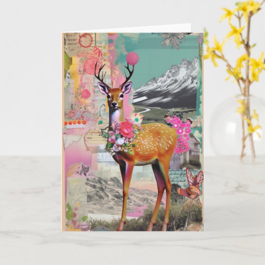 混合メディアディアコラージュすべての行事 カード (黄色い花)