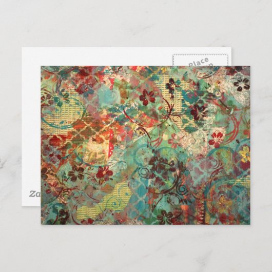 混合メディアハンド色彩の鮮やかデザイン ポストカード (正面/裏面)