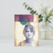 混合メディアヴィンテージレディーコラージュ ポストカード (スタンド正面)