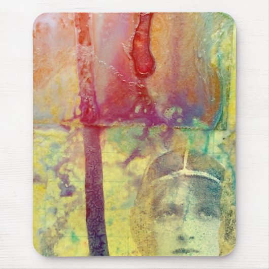 混合メディアヴィンテージレディーコラージュ マウスパッド (正面)