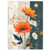 混合メディア上の花の配列 クリップボード (裏面)