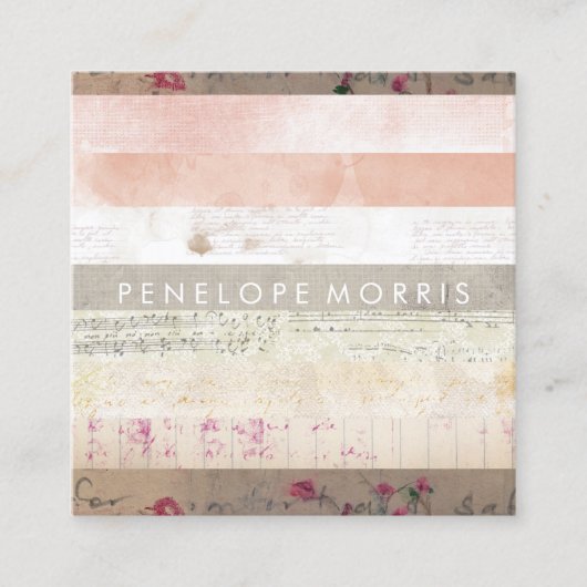 混合メディア抽象芸術美しいスタイリスト スクエア名刺 (正面)