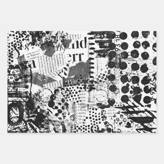 混合メディア文字のコラージュまたはデコページ紙 ラッピングペーパーシート (正面3)