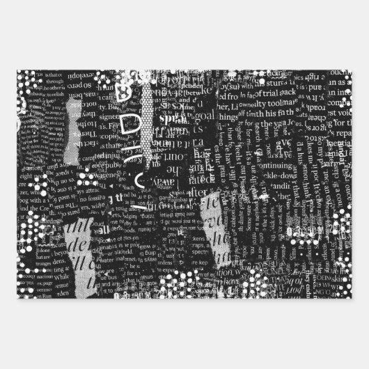 混合メディア文字のコラージュまたはデコページ紙 ラッピングペーパーシート (正面2)