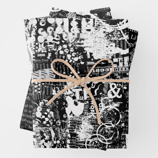 混合メディア文字のコラージュまたはデコページ紙 ラッピングペーパーシート (インサイチュ)