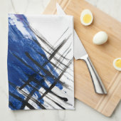 混合メディア水色ブルー抽象芸術 芸術的 キッチンタオル (四つ折り)