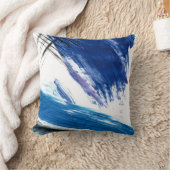 混合メディア水色ブルー抽象芸術 芸術的 クッション (ブランケット)