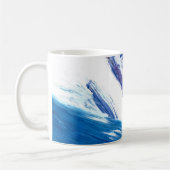 混合メディア水色ブルー抽象芸術 芸術的 コーヒーマグカップ (左)