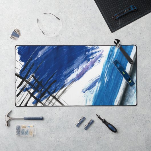 混合メディア水色ブルー抽象芸術 芸術的 デスクマット (ワークステーション)