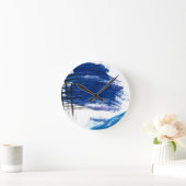 混合メディア水色ブルー抽象芸術 芸術的 ラウンド壁時計 (ホーム)