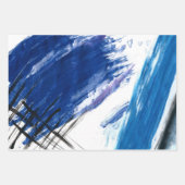 混合メディア水色ブルー抽象芸術 芸術的 ラッピングペーパーシート (正面)