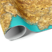 混合メディア金ゴールドとターコイズ ラッピングペーパー (ロールコーナー)