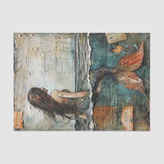 混合メディア・デコペにおけるマーメイドティッシュペーパー 薄葉紙 (正面)