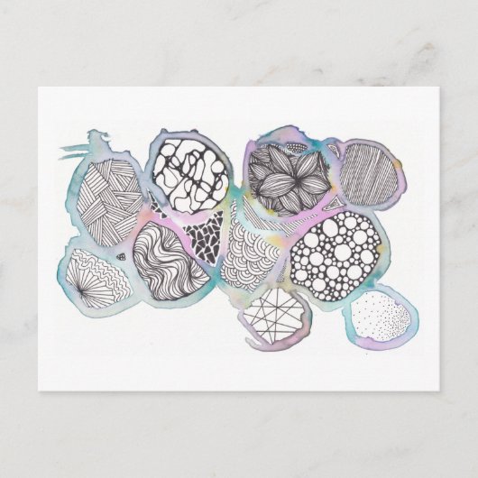 混合メディア、パステルカラーと白黒 ポストカード (正面)