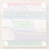 混合メディア，深いピンク，モダン抽象芸術，あなたの名前 ガラスコースター (裏面)