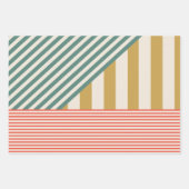 混合モダンストライプクリスマス ラッピングペーパーシート (正面3)