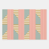 混合モダンストライプクリスマス ラッピングペーパーシート (正面)