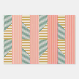 混合モダンストライプクリスマス ラッピングペーパーシート