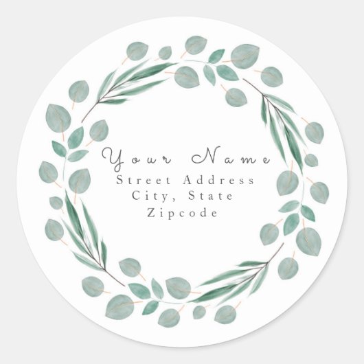 混合ユーカリ葉リース住所 シール (正面)