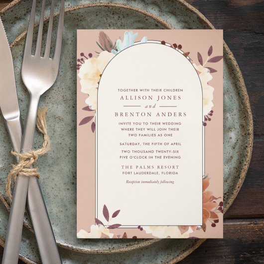 混合家族の植物秋の花 招待状