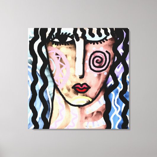 混合感情抽象芸術デジ絵を描タル キャンバスプリント (正面)