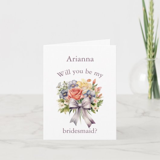 混合春ブーケブライトフローラが表示される サンキューカード (正面)