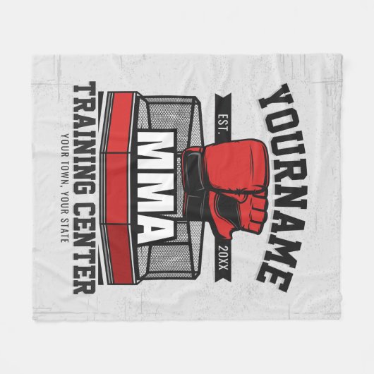 混合武術アーツADD NAME mma戦闘訓練 フリースブランケット (正面(横))