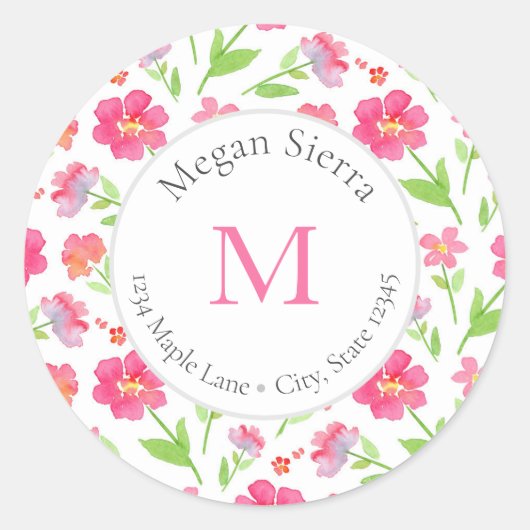 混合水彩フラワーラベル2 ラウンドシール (正面)