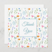 混合水彩ワイルドフラワーパターン サンキューカード (正面/裏面)