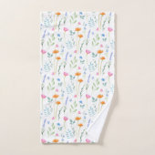 混合水彩ワイルドフラワーパターン バスタオルセット (ハンドタオル)