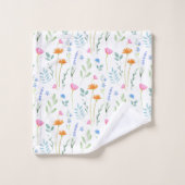 混合水彩ワイルドフラワーパターン バスタオルセット (ウォッシュタオル)