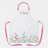 混合水色ワイルドフラワーのフィールド エプロン (正面)