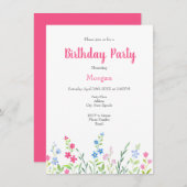 混合水色ワイルドフラワーのフィールド 招待状 (正面/裏面)