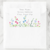 混合水色ワイルドフラワーラベルのフィールド 長方形シール (バッグ)