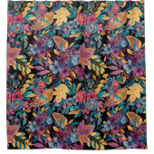 混合秋葉フローラベリー水の色のパターン シャワーカーテン (正面)