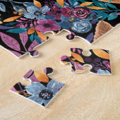 混合秋葉フローラベリー水の色のパターン ジグソーパズル (側面)