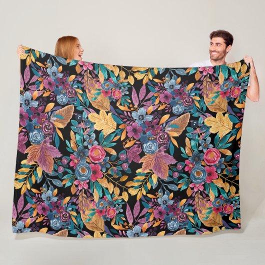 混合秋葉フローラベリー水の色のパターン フリースブランケット (インサイチュ)