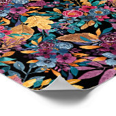 混合秋葉フローラベリー水の色のパターン ポスター (角)