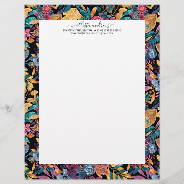 混合秋葉フローラベリー水の色のパターン レターヘッド (正面)