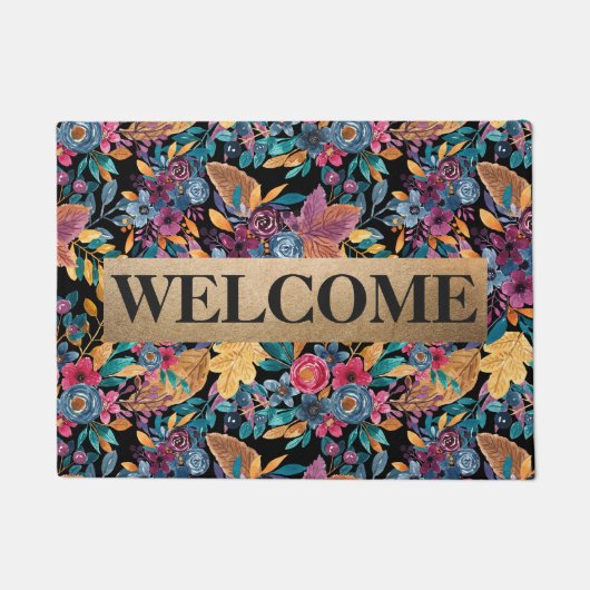 混合秋離れフローラベリーウォーター色モノグラム ドアマット (正面)