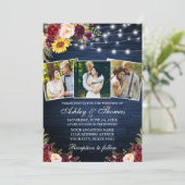 混合素朴フローラ3 Photo Lights Wood結婚's 招待状 (スタンド正面)