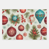 混合色彩の鮮やかヴィンテージのぶら下がったオーナメント ラッピングペーパーシート (正面3)