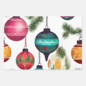 混合色彩の鮮やかヴィンテージのぶら下がったオーナメント ラッピングペーパーシート (正面)